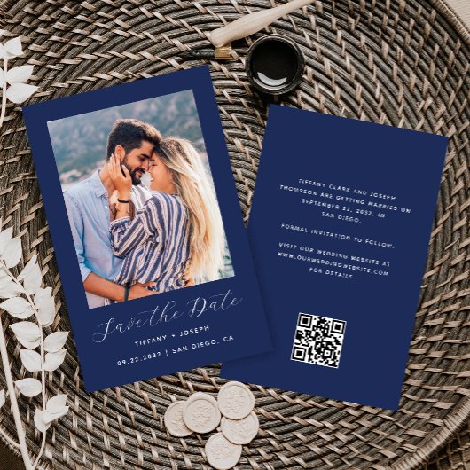 Foto QR Code Navy Blau Save the Date