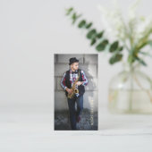 Foto QR Code Navy Blue Visitenkarte (Stehend Vorderseite)