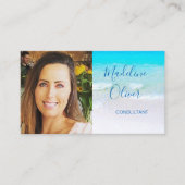 Foto QR Code Ocean Beach Sea Travel Blue Visitenkarte (Vorderseite)