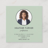 Foto QR CODE oder Logo Beruflich GRÜNEN Quadratische Visitenkarte (Vorderseite)