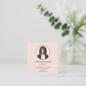 Foto QR CODE oder Logo Beruflich rosa Quadratische Visitenkarte (Stehend Vorderseite)