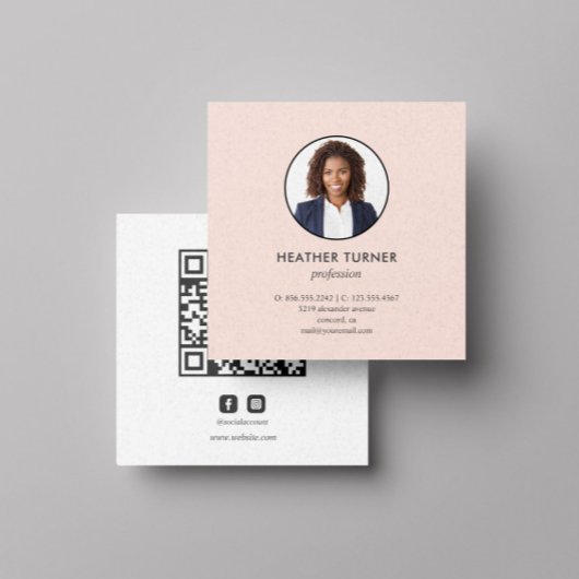 Foto QR CODE oder Logo Beruflich rosa Quadratische Visitenkarte