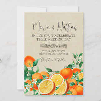 Foto QR Code Orange Blossom Hochzeit Einladung