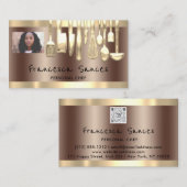 Foto QR Code Persönlicher Koch Cooking Gold Messer Visitenkarte (Vorne/Hinten)