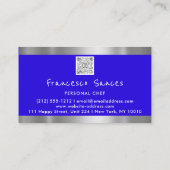Foto QR Code Persönlicher Koch Kochen Blau Visitenkarte (Rückseite)