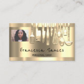 Foto QR Code Persönlicher Koch Kochen Goldenes Mes Visitenkarte (Vorderseite)