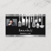 Foto QR Code Persönlicher Koch Kochen Restaurant B Visitenkarte (Vorderseite)