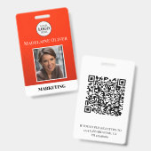 Foto QR Code Red Logo Abzeichen für Mitarbeiter-ID Ausweis (Vorder- & Rückseite)