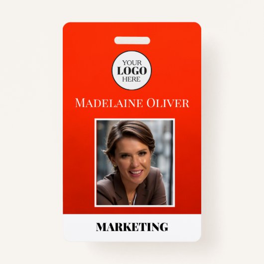 Foto QR Code Red Logo Abzeichen für Mitarbeiter-ID Ausweis (Vorderseite)