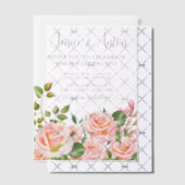 Foto QR Code Rosa Botanische Hochzeit Pergament Einladungen (Versetzt (Einladung))
