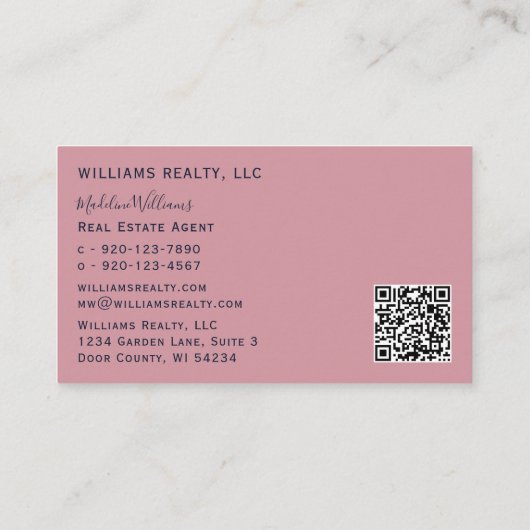 Foto QR Code Rosa Real Anwesen Agent Busine Visitenkarte (Rückseite)