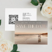 Foto QR Code Rose Gold Foil Save the Date Card Folieneinladung