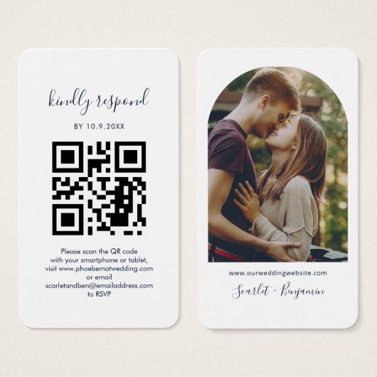 Foto-QR-Code-RSVP-Hochzeitswebsite-Einlegerkarte (Vorne & Hinten)