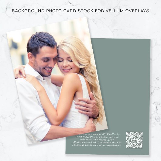 Foto QR Code Sage Background for Vellum Overlay Einladung