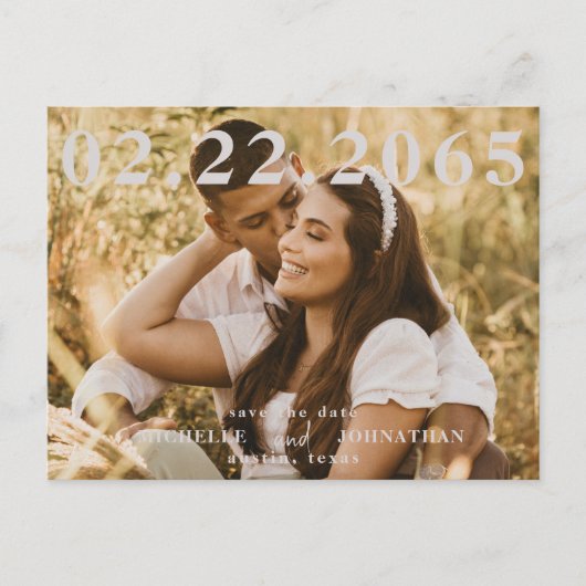 Foto QR Code Save the Date Hochfahren Postkarte (Vorderseite)