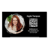 Foto-QR-Code Schwarz Magnetisch  Magnetische Visitenkarte (Vorderseite)