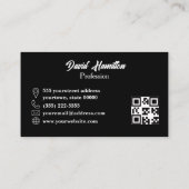 Foto-QR-CODE Schwarz Weiß Gelb Geometrisch Visitenkarte (Rückseite)