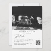 Foto Qr Code Schwarz-Weiß-Hochzeit Einladung (Rückseite)