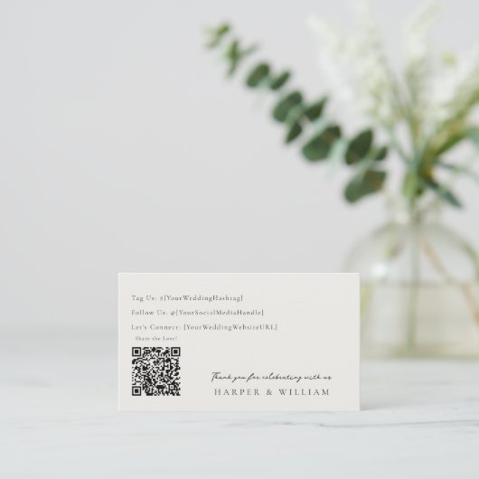 Foto qr Code Social Media Hochzeitskarte Visitenkarte (Stehend Vorderseite)