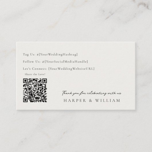 Foto qr Code Social Media Hochzeitskarte Visitenkarte (Vorderseite)