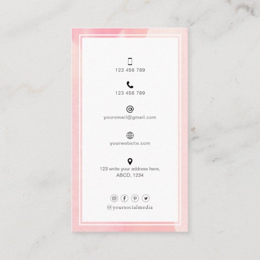 Foto QR-Code trendy abstrakte Aquarell Personal Visitenkarte (Rückseite)