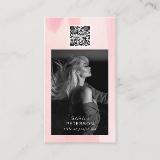 Foto QR-Code trendy abstrakte Aquarell Personal Visitenkarte (Vorderseite)