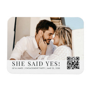 Foto QR Code Trendy Engagement Party Einladung Magnet