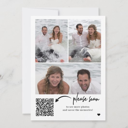 Foto QR Code Typografie Hochzeit danke Karte (Rückseite)