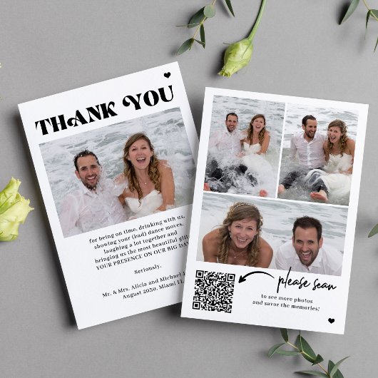 Foto QR Code Typografie Hochzeit danke Karte