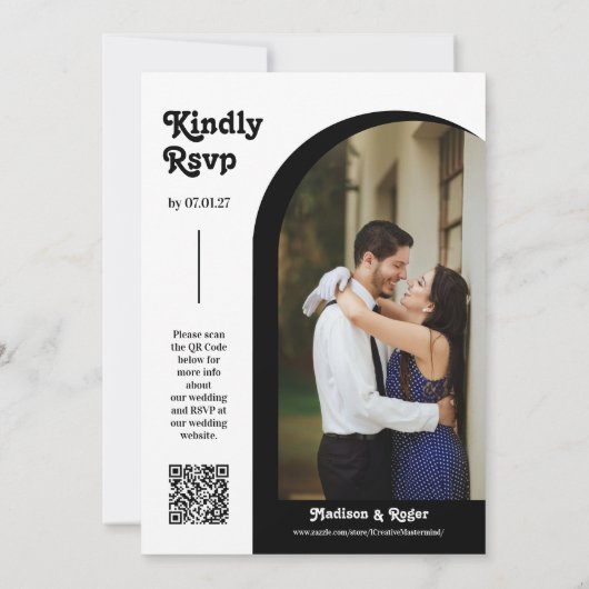 Foto QR Code UAWG Groovy mit dem schwarzen Minimal Einladung (Rückseite)