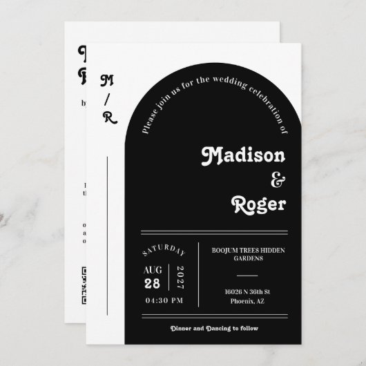 Foto QR Code UAWG Groovy mit dem schwarzen Minimal Einladung (Vorne/Hinten)