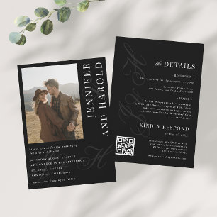 Foto Qr Code Umhänge und Black All in One Wedding Einladung