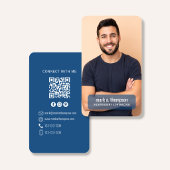 Foto-QR-Code Verbinde Dich Mit Mir Blau Modern Visitenkarte