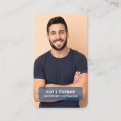 Foto-QR-Code Verbinde Dich Mit Mir Blau Modern Visitenkarte (Vorderseite)