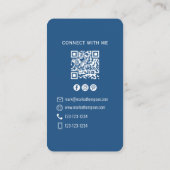 Foto-QR-Code Verbinde Dich Mit Mir Blau Modern Visitenkarte (Rückseite)