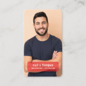 Foto-QR-Code Verbinde Dich Mit Mir Rot Modern Visitenkarte (Vorderseite)