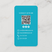 Foto-QR-Code Verbinde Dich Mit Mir Teal Modern Visitenkarte (Rückseite)