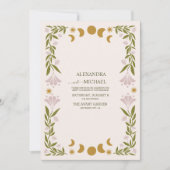 Foto QR Code Vintage mystische botanische Hochzeit Einladung (Vorderseite)