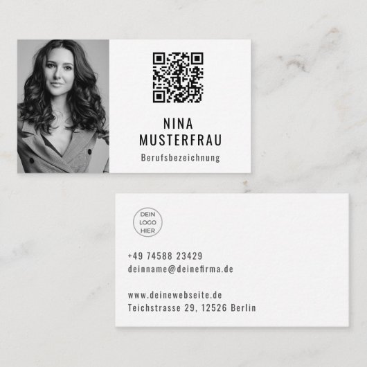 Foto QR Code Vorlagen Visitenkarte (Vorne/Hinten)