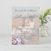 Foto QR Code Wasserfarbenlavender Peony Wedding Einladung (Stehend Vorderseite)