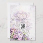 Foto QR Code Wasserfarbenlavender Peony Wedding Einladung (Rückseite)
