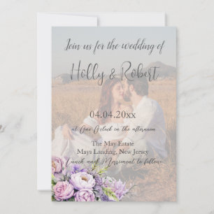 Foto QR Code Wasserfarbenlavender Peony Wedding Einladung
