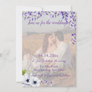 Foto QR Code Watercolor Wisteria Wedding Einladung