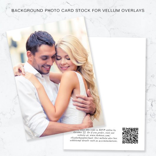 Foto QR Code Weißer Hintergrund für Vellum Overlay Einladung