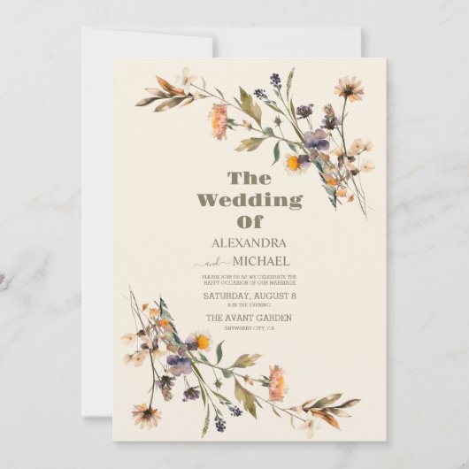 Foto QR Code Whimsical Wildblume Meadow Wedding Einladung (Vorderseite)