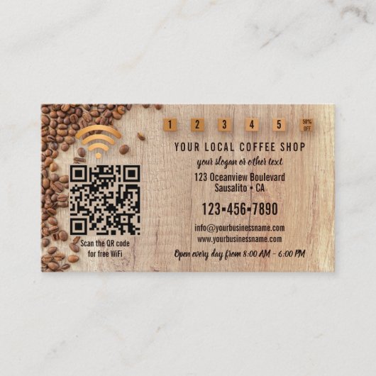 Foto QR Code WiFi Coffee Shop Treuekarte (Vorderseite)