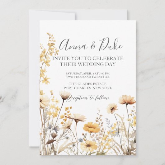 Foto QR Code Wildblume Hochzeit Einladung (Vorderseite)