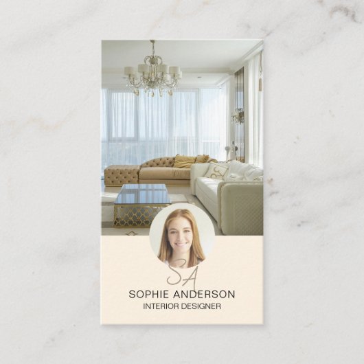 Foto QR Creme Designer für Monogramm Visitenkarte (Vorderseite)