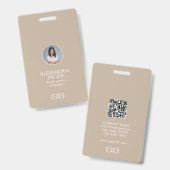 Foto QR für Minimalistische Mitarbeiter von Untern Ausweis (Vorder- & Rückseite)