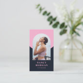 Foto QR für moderne Fitness - Rosa Farbe Visitenkarte (Stehend Vorderseite)